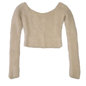 Kendall & Kylie Faux Fur Crop Top | Cream